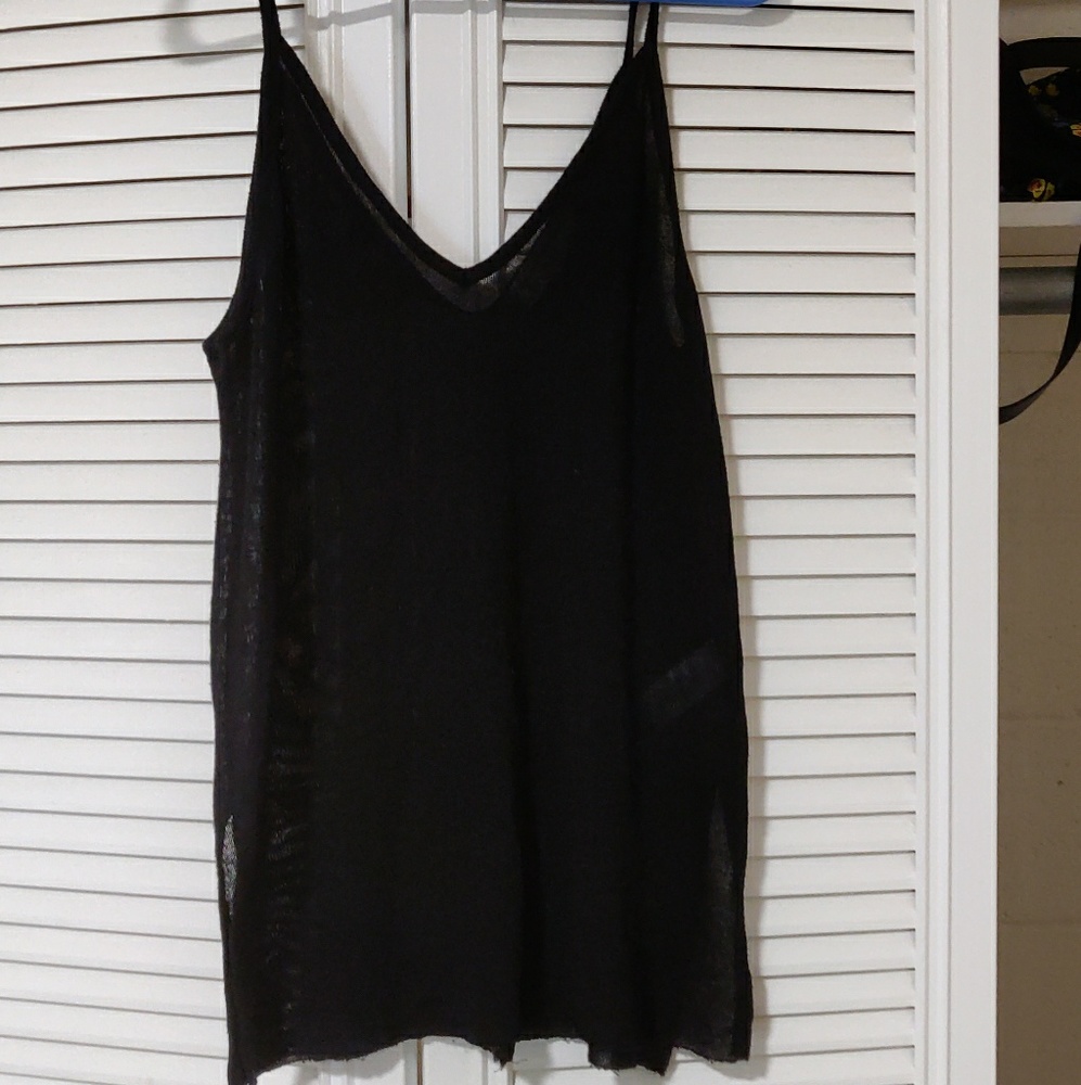 Black Project Social T Tank Top w Side Slits